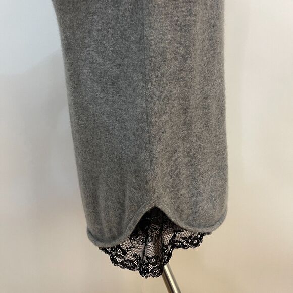 Robert Rodriguez Neiman Marcus Sweater Medium Gray Black Lace 100% Cashmere - Picture 3 of 9